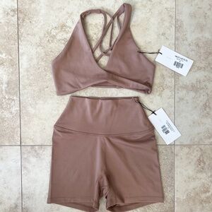 NWT Crop Shop Boutique CSB Serenity Short and Sierra Crop Set in Dune XS